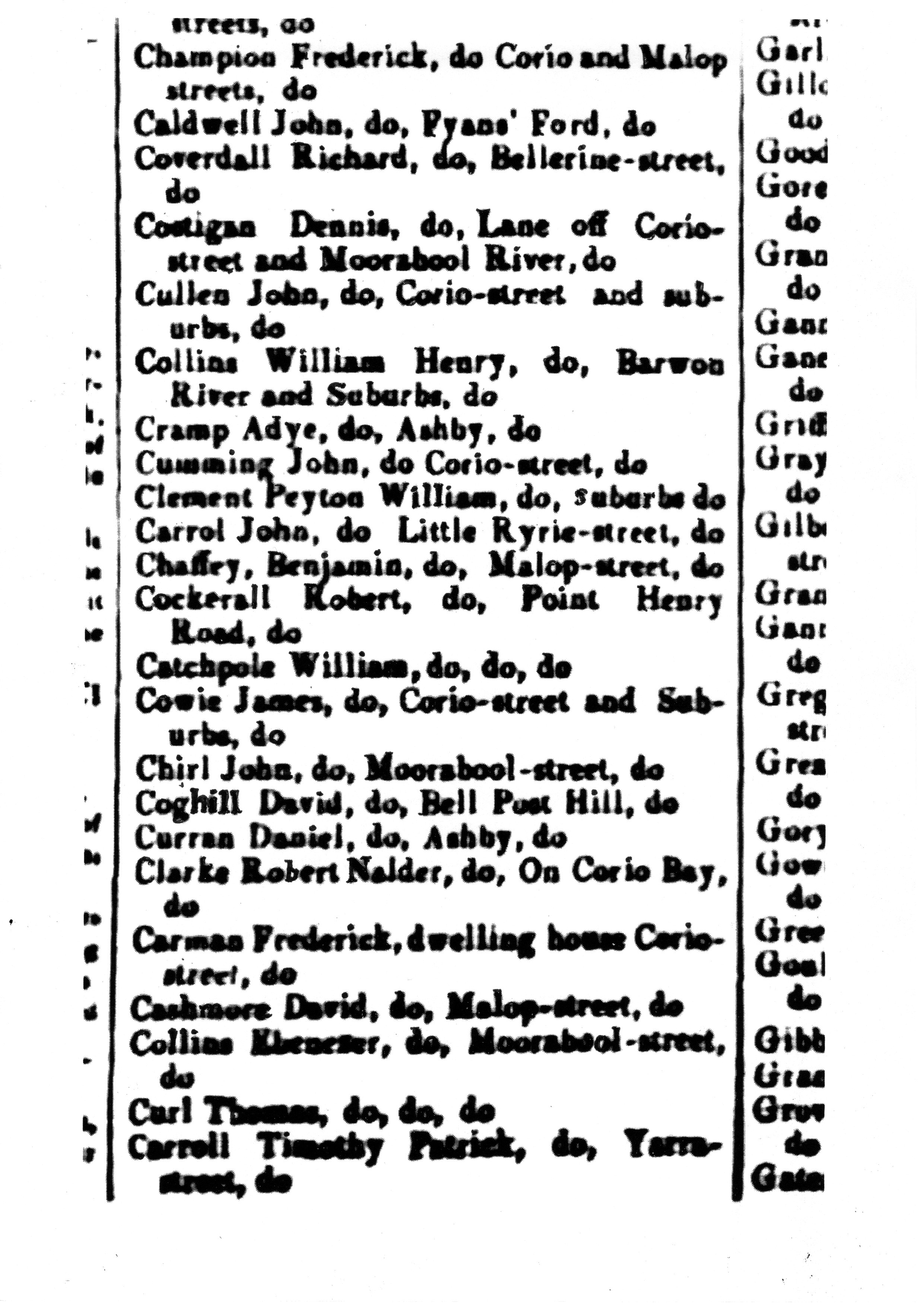 [1850 Electoral Roll of Geelong]